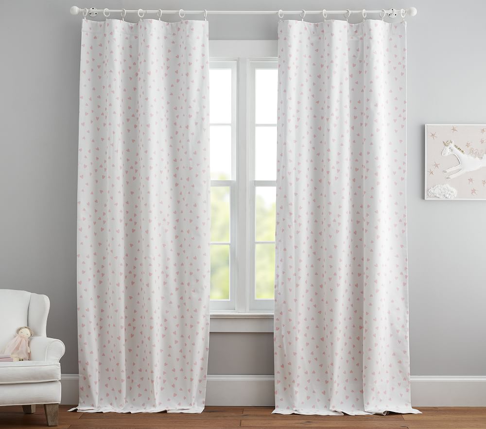 Printed Heart Blackout Curtain Panel